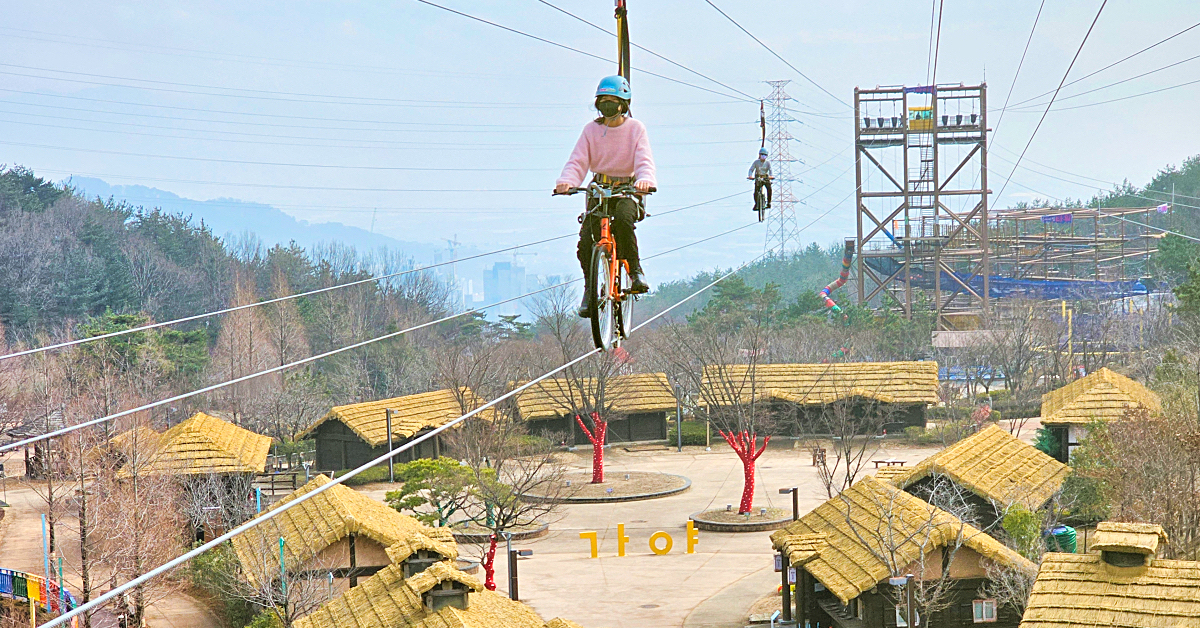 【金海伽倻主題公園】釜山親子景點推薦～22米高空腳踏車、飛天溜索太刺激！ @兔兒毛毛姊妹花