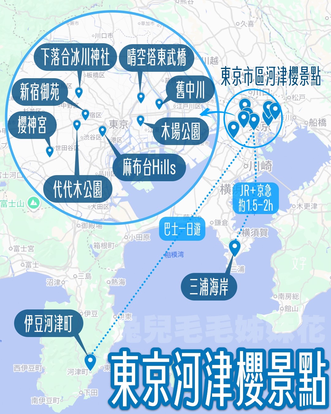 【東京河津櫻懶人包】2月東京賞櫻必去10大景點推薦(市區＋近郊)，東京早櫻地圖攻略 @兔兒毛毛姊妹花