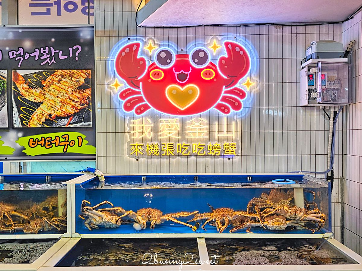 【機張名品螃蟹】釜山機張市場螃蟹推薦！活體帝王蟹現撈秤重，中文溝通、自助吧吃到飽 @兔兒毛毛姊妹花