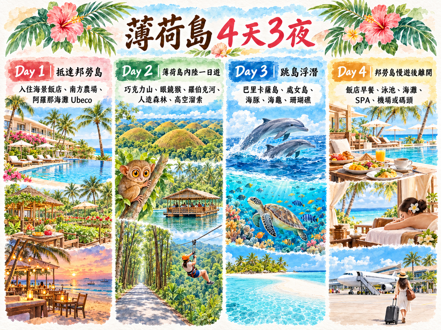 【薄荷島景點】TOP 10 必去景點推薦!巧克力山、眼鏡猴、巴里卡薩島跳島浮潛 @兔兒毛毛姊妹花