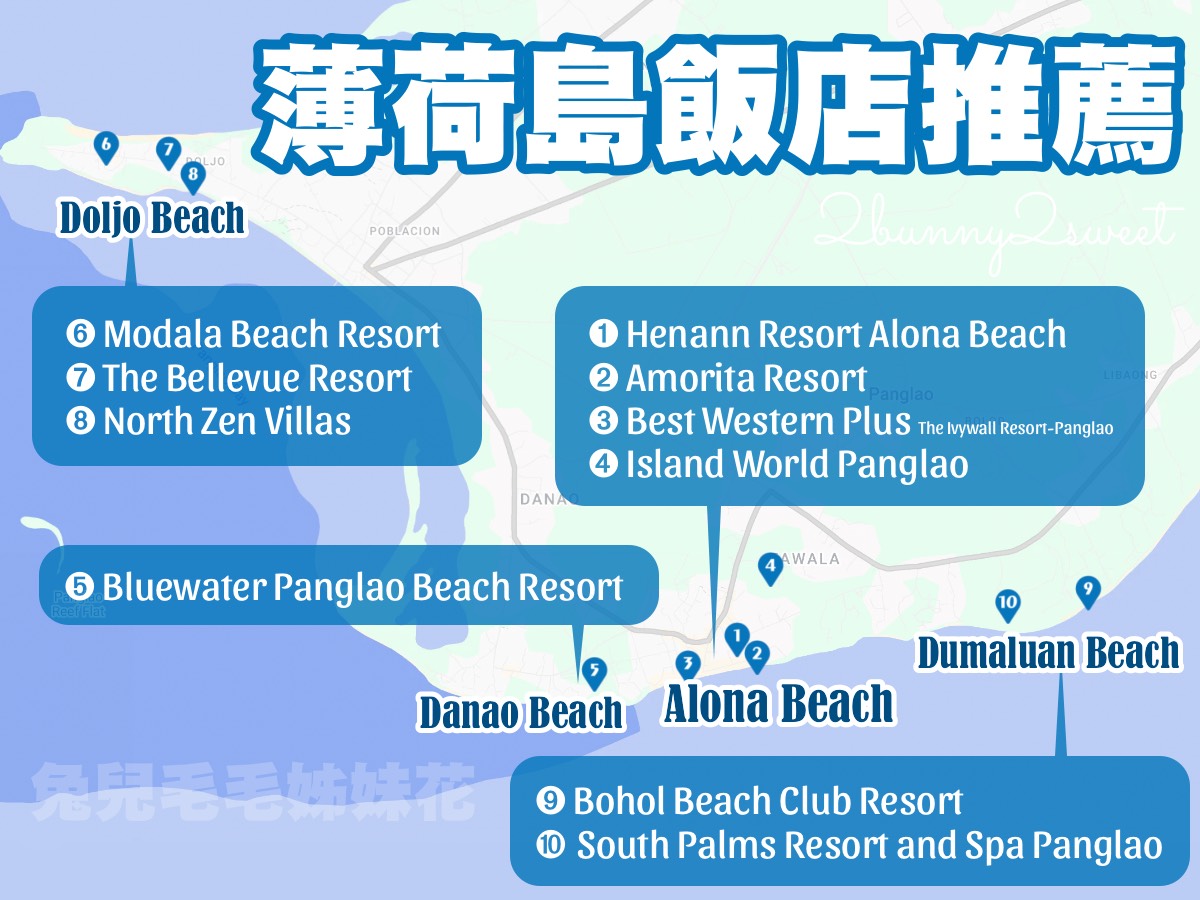 【薄荷島住宿推薦】邦勞島住哪裡？10間海景飯店、親子度假村、阿羅那海灘住宿攻略 @兔兒毛毛姊妹花