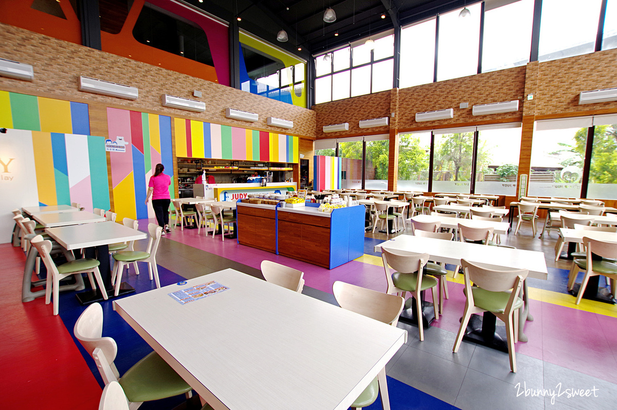 [桃園｜蘆竹。親子餐廳] 喬笛親子動動館 JUDY cafe & play～結合大型體能遊戲區、靜態繪本音樂遊戲區、電動車、手作 DIY、家長運動健身區的不限時親子餐廳～北桃園最大親子室內樂園｜室內景點｜雨天景點 @兔兒毛毛姊妹花