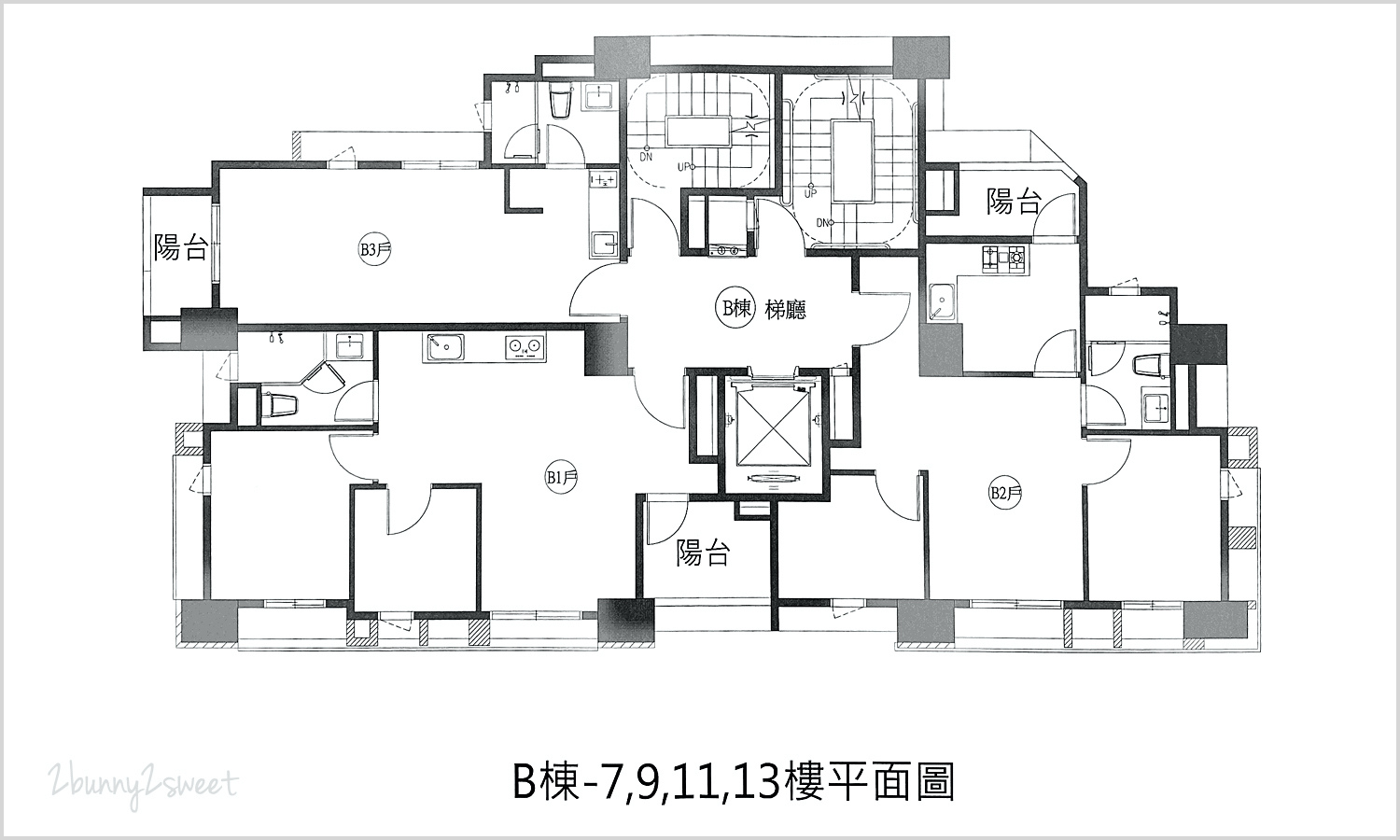 新北市賞屋》三重上仁一品苑～交通位置、生活機能一極棒的輕豪宅預售屋，一層三戶，雙面採光，近捷運、學校、公園、交流道。一站就到台北市，房價只要一半的捷運宅｜一品苑平面圖、傢配圖 @兔兒毛毛姊妹花